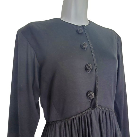 ALBERT NIPON Vintage Wool Blend Long Sleeve Fitted LBD Sz 4 Dress - Picture 2 of 11